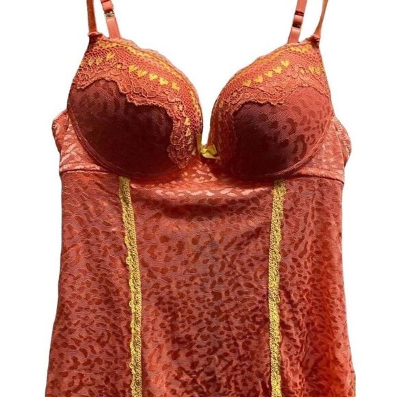 Passion forever peach and yellow lace padded bralingerie, size medium - Picture 4 of 6